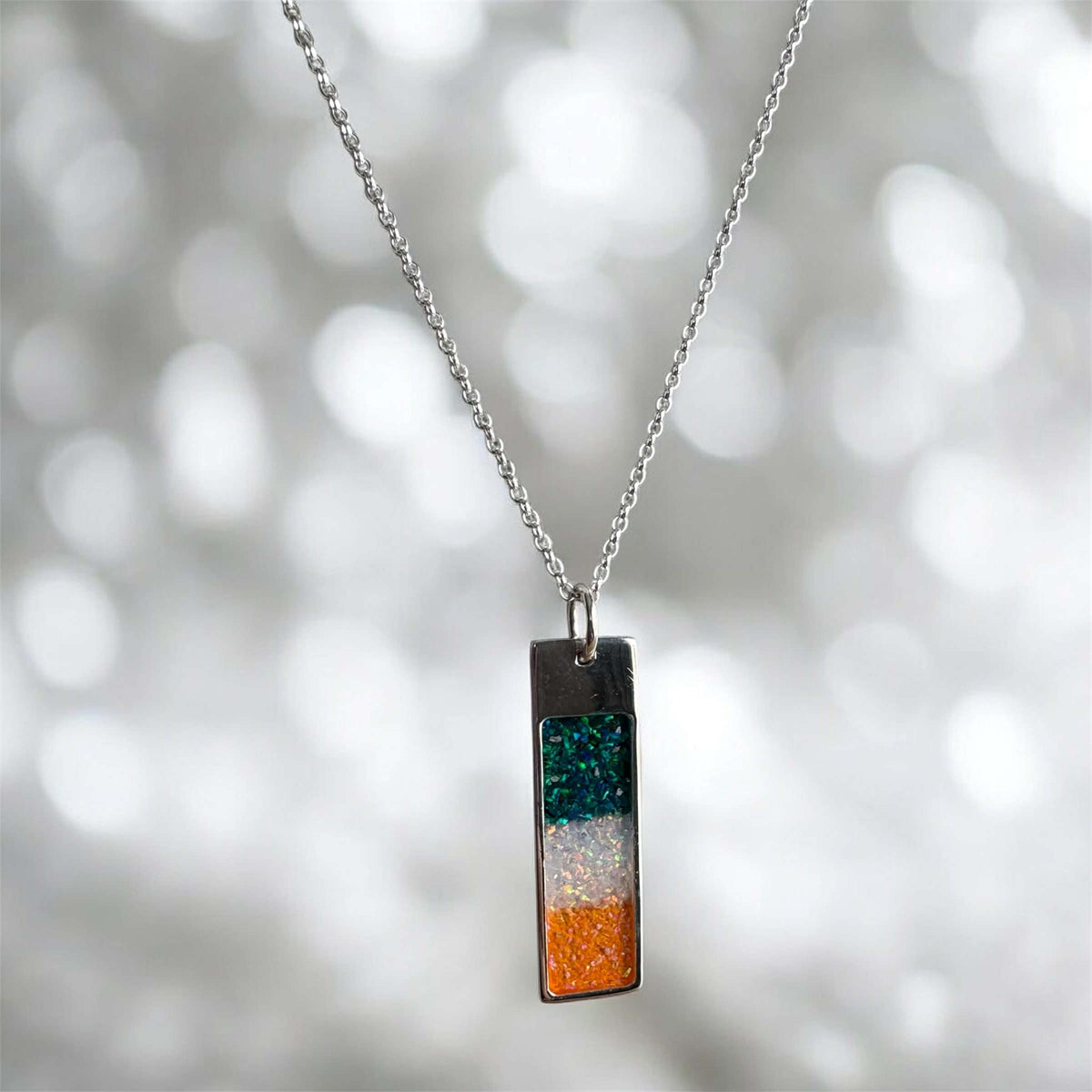 Mens Solid Silver Oblong Pendant