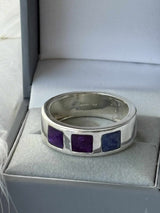 Mens Triple Square Solid Silver Channel Ring, suitable for up to 3 sets of . handmade keepsake jewellery