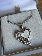 Angel Wing Heart Stainless Steel Pendant handmade keepsake jewellery