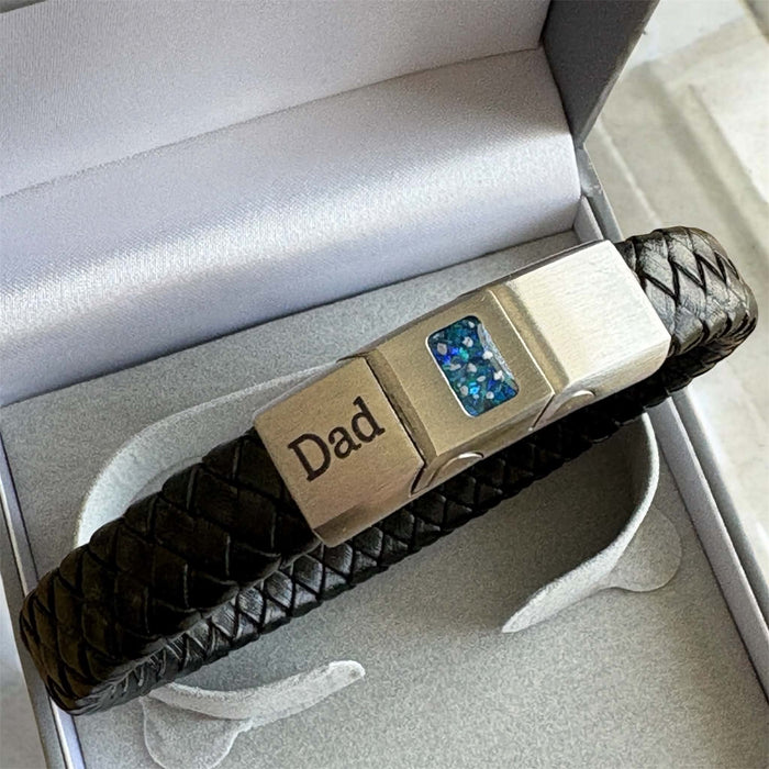 Mens Leather/Stainless Steel Bracelet handmade keepsake jewellery