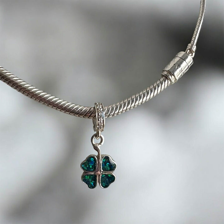 Sparkling Dangling Clover Charm handmade keepsake jewellery