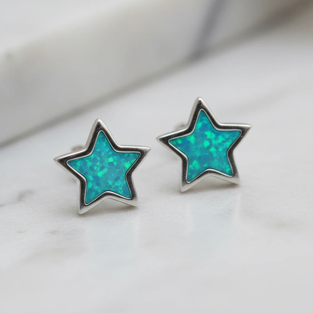 Solid Silver Star Stud Earrings