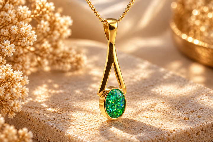 Solid 9ct Gold Oval Drop handmade keepsake jewellery