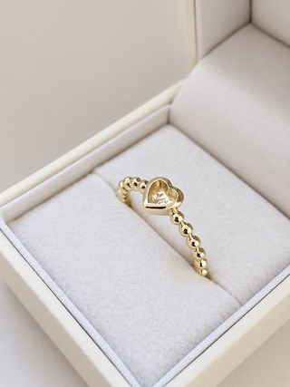 Solid 9ct Gold Bobble Heart Ring