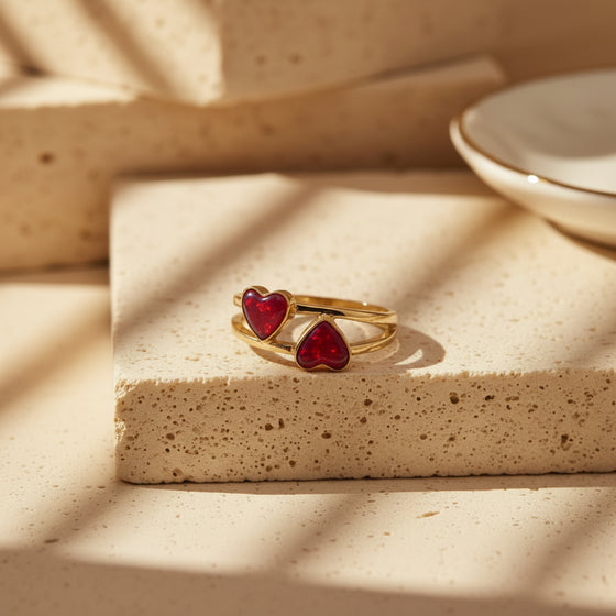 9ct Gold Double Hearts Ring