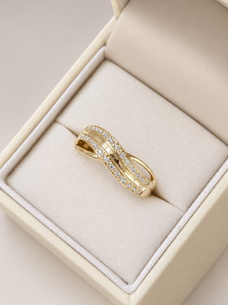 Solid 9ct Gold Wave of Love Ring