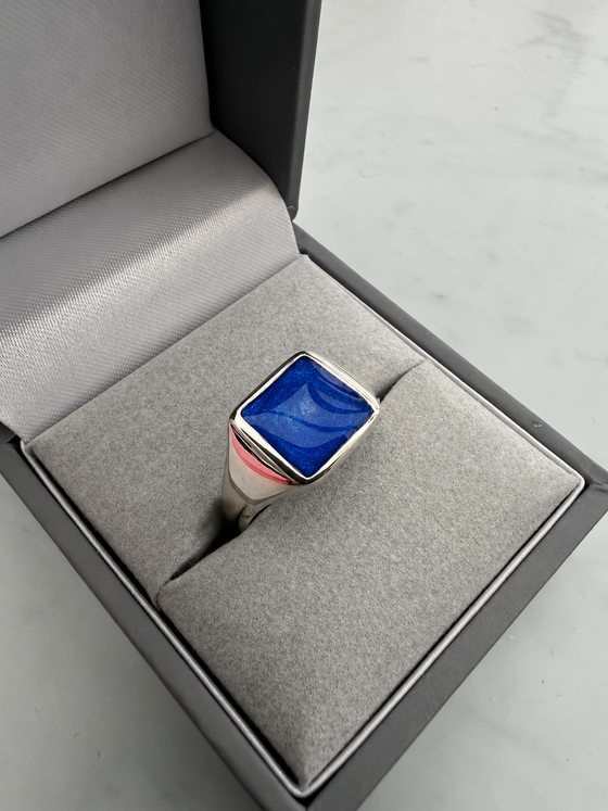 Mens Solid Silver Square Heritage Ring
