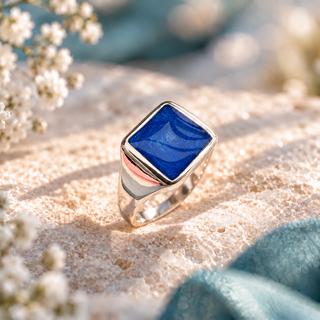 Mens Solid Silver Square Heritage Ring