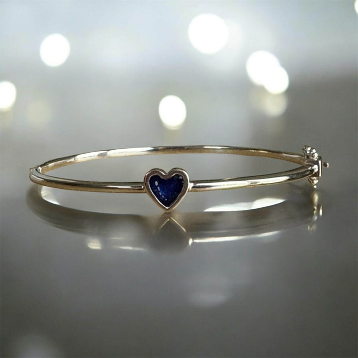 Solid Silver Bubble Heart Bangle handmade keepsake jewellery