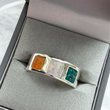 Mens Triple Square Solid Silver Channel Ring, suitable for up to 3 sets of . handmade keepsake jewellery