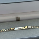 Mens Solid Silver Curb Bracelet (Engraveable) handmade keepsake jewellery