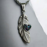 Feather of Love Stainless Steel Pendant handmade keepsake jewellery