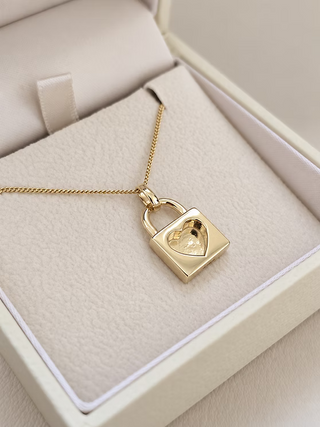 Solid 9ct Gold Forever Locked in My Heart Necklace
