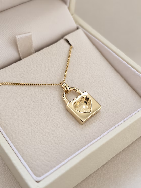 Solid 9ct Gold Forever Locked in My Heart Necklace