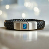 Mens Leather/Stainless Steel Bracelet handmade keepsake jewellery