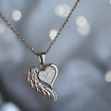 Angel Wing Heart Stainless Steel Pendant handmade keepsake jewellery